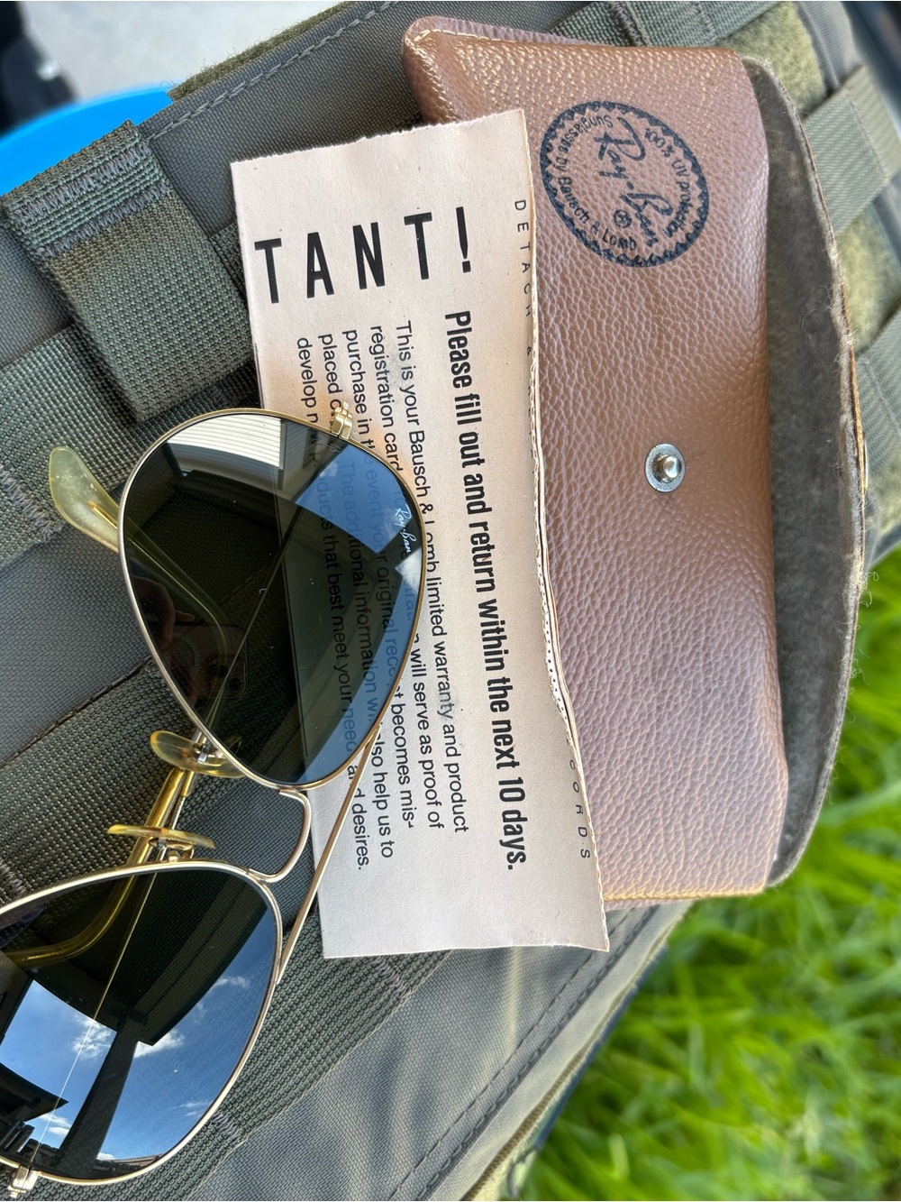 Ray-Ban Gold Frame with Green Lenses Aviator Sunglasses